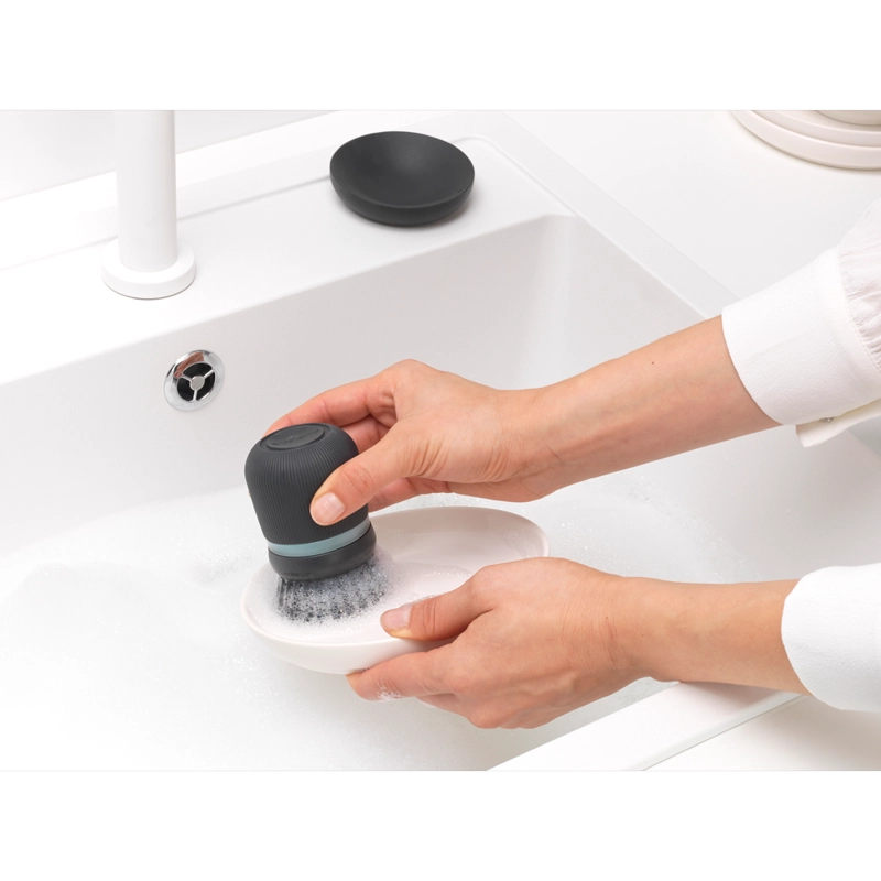 CEPILLO PARA PLATOS CON DISPENSADOR DARK GREY - 6