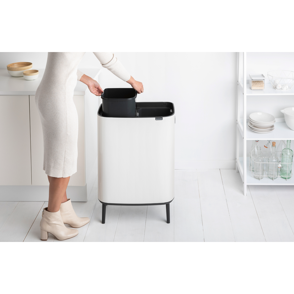BASURERO BRABANTIA BO TOUCH HI 2 X 30 LT WHITE - 4