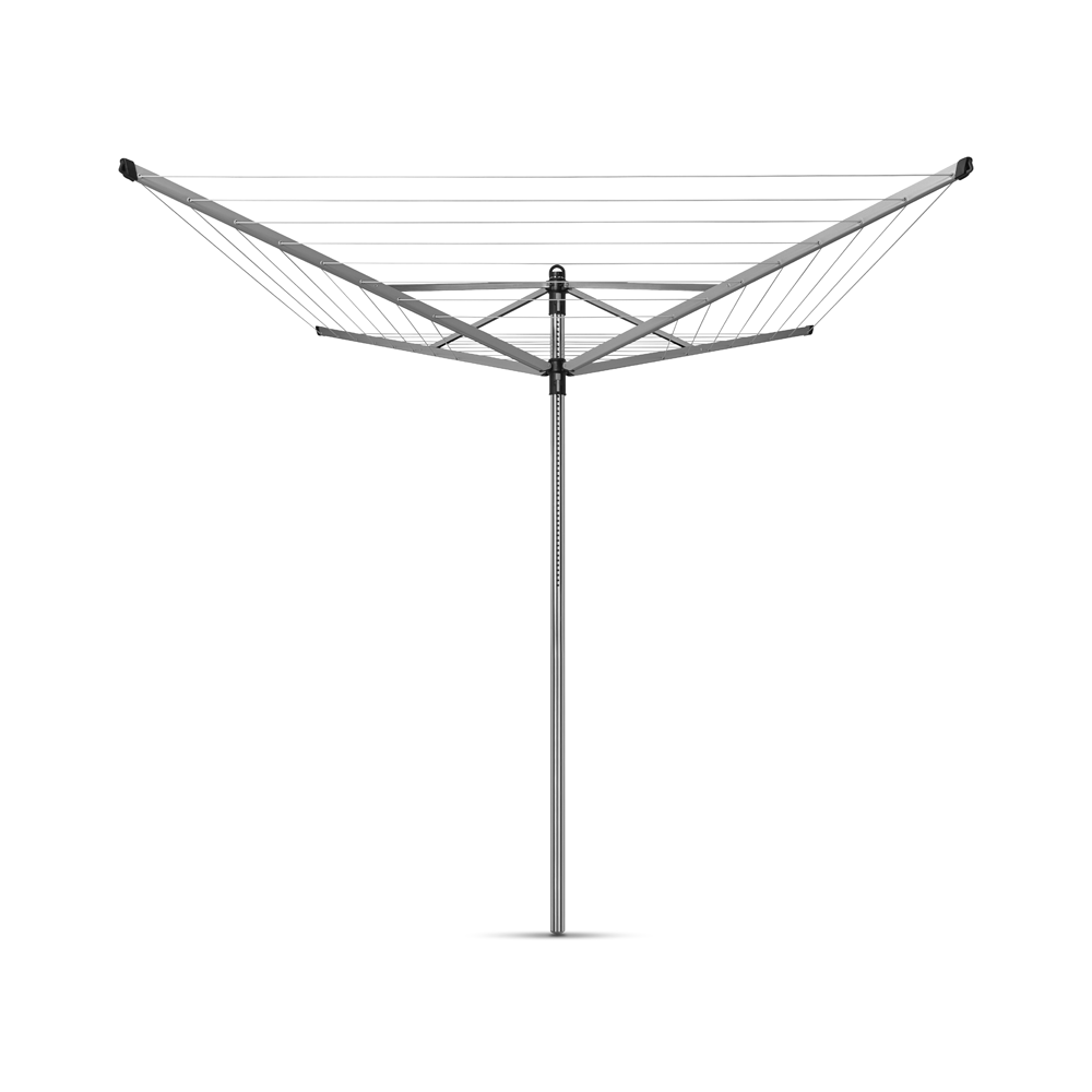 TENDEDERO BRABANTIA PARAGUAS ROTATORIO LIFT-O-MATIC 40 MT + SOPORTE JARDÍN METALLIC GREY - 1