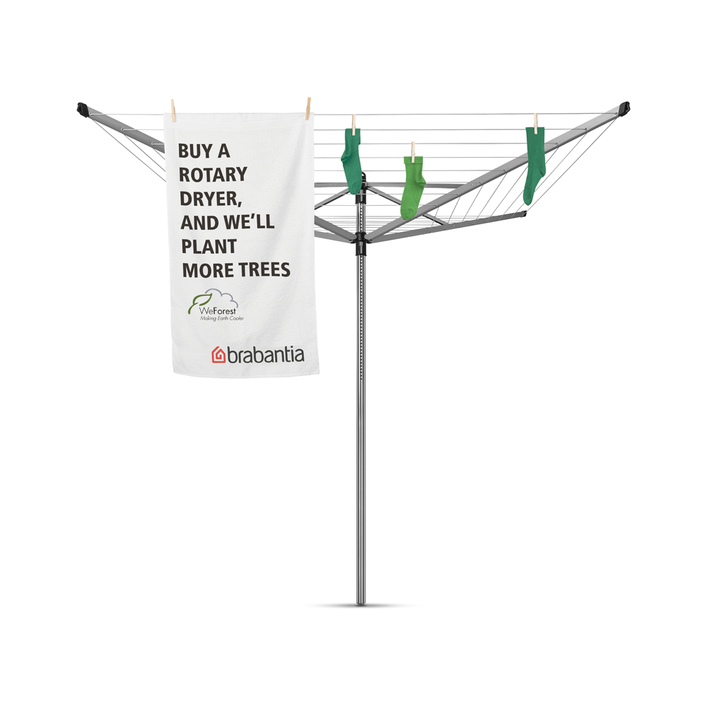 TENDEDERO BRABANTIA PARAGUAS ROTATORIO LIFT-O-MATIC 40 MT + SOPORTE JARDÍN METALLIC GREY - 3