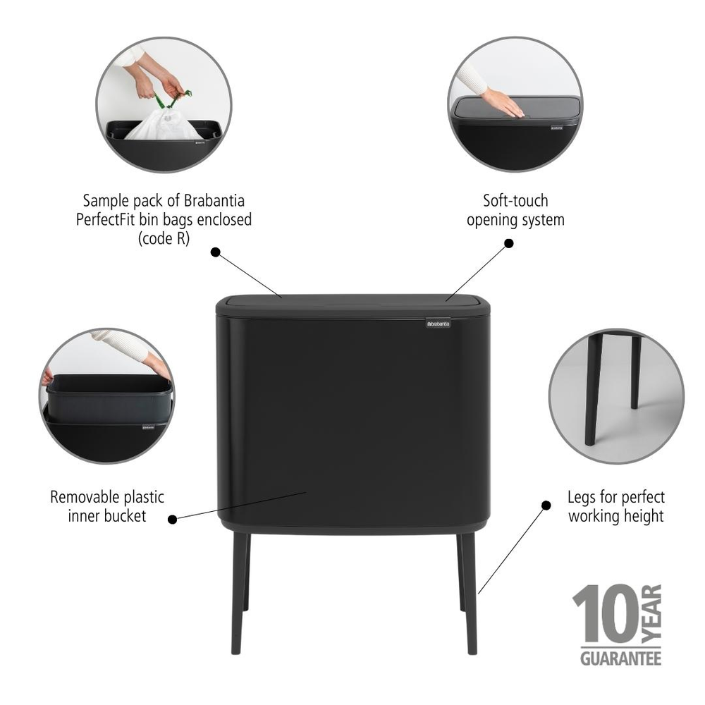 BASURERO BRABANTIA BO TOUCH 36 LT MATT BLACK - 8