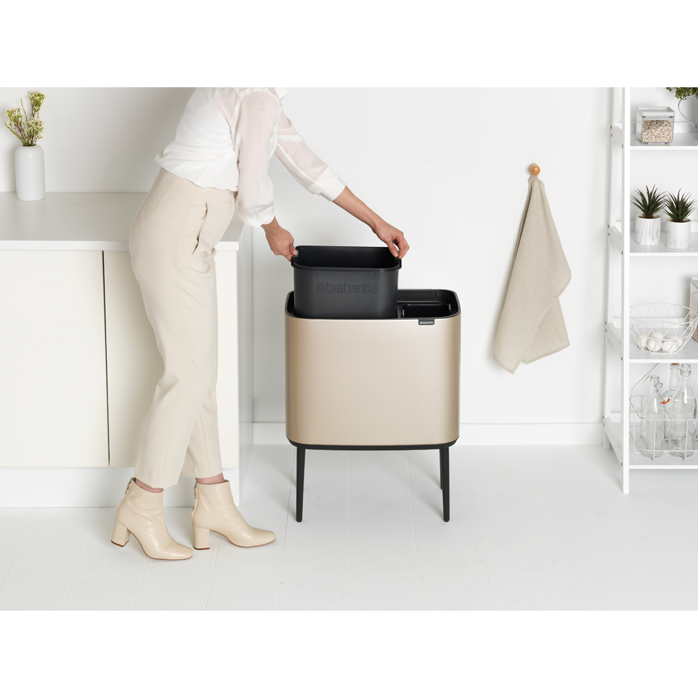BASURERO BRABANTIA BO TOUCH 11 + 23 LT METALLIC GOLD - 5