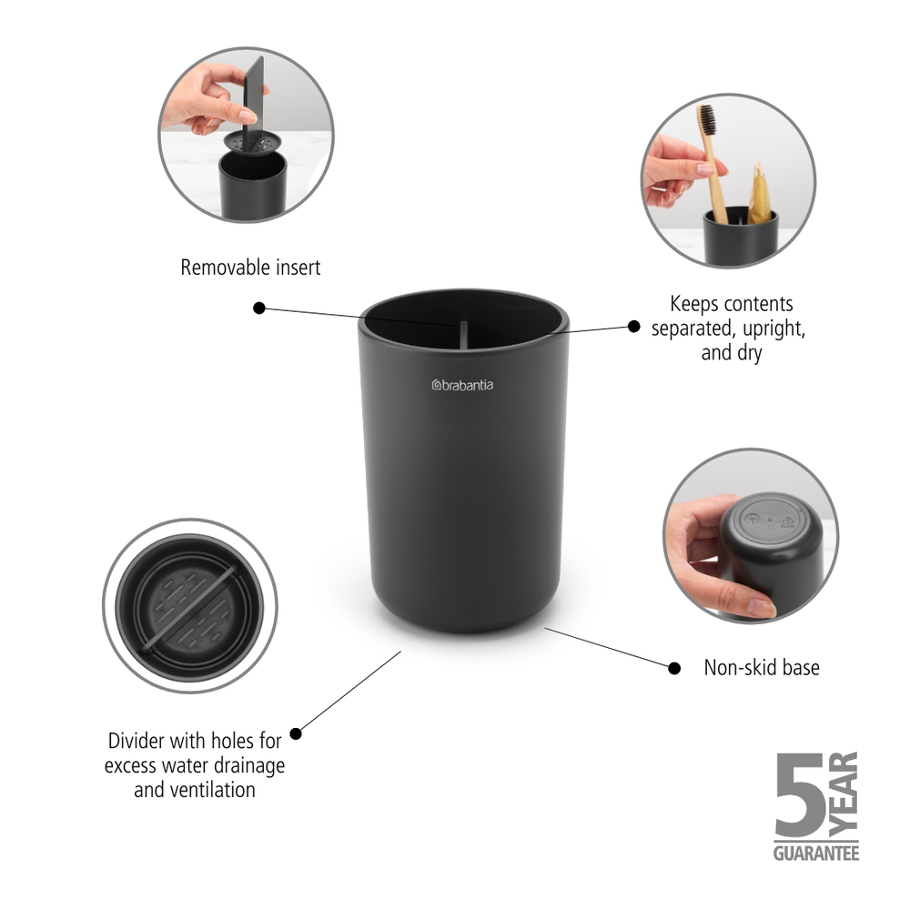 VASO BRABANTIA CEPILLOS DIENTES RENEW DARK GREY - 5