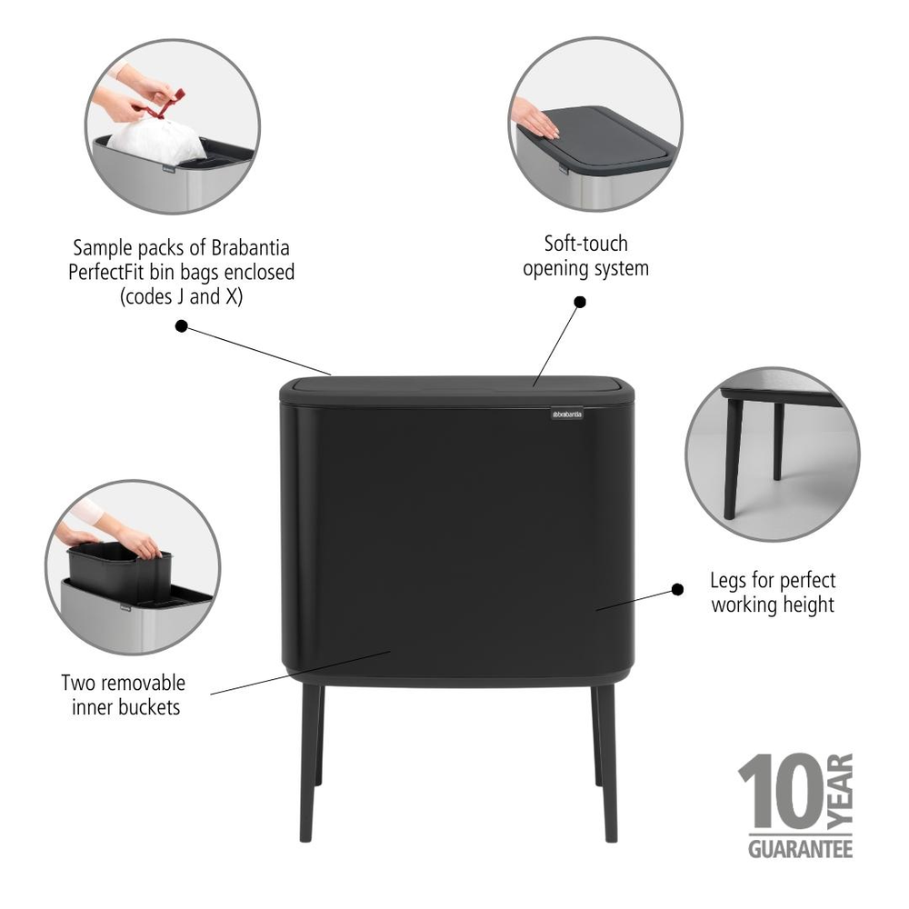 BASURERO BO TOUCH 11 + 23 LT MATT BLACK - 7