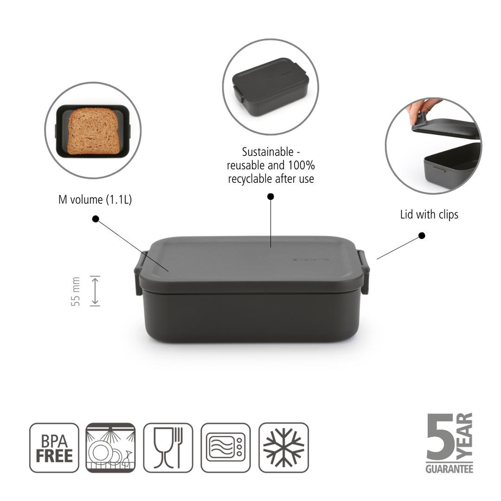 CONTENEDOR BRABANTIA ALMUERZO MAKE & TAKE MEDIANO DARK GREY - 6