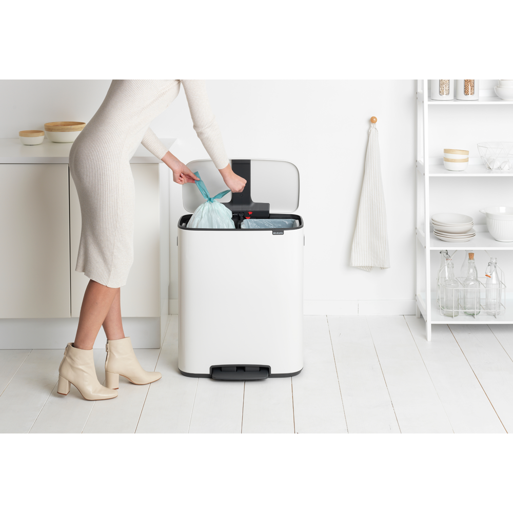 BASURERO BRABANTIA PEDAL BO 2 X 30 LT WHITE - 6