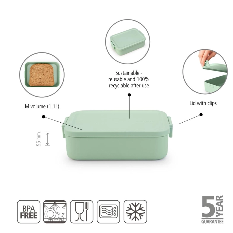 CONTENEDOR BRABANTIA ALMUERZO MAKE & TAKE MEDIANO JADE GREEN - 6