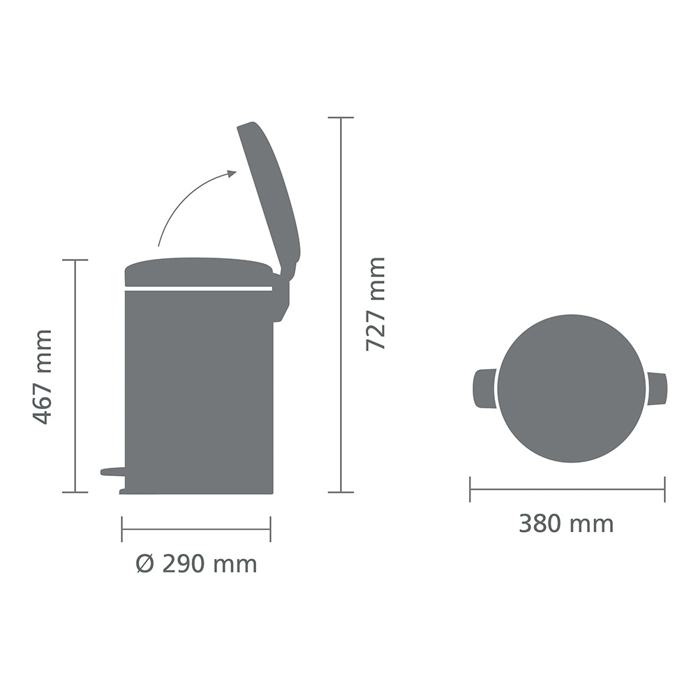 BASURERO BRABANTIA PEDAL NEWICON 20 LT MATT BLACK - 4
