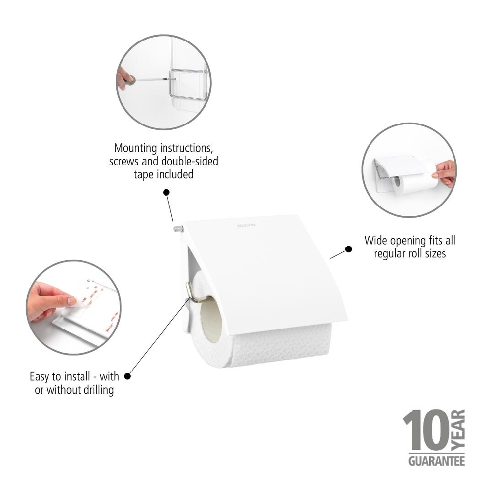 PORTA ROLLOS BRABANTIA PAPEL HIGIÉNICO RENEW WHITE - 5