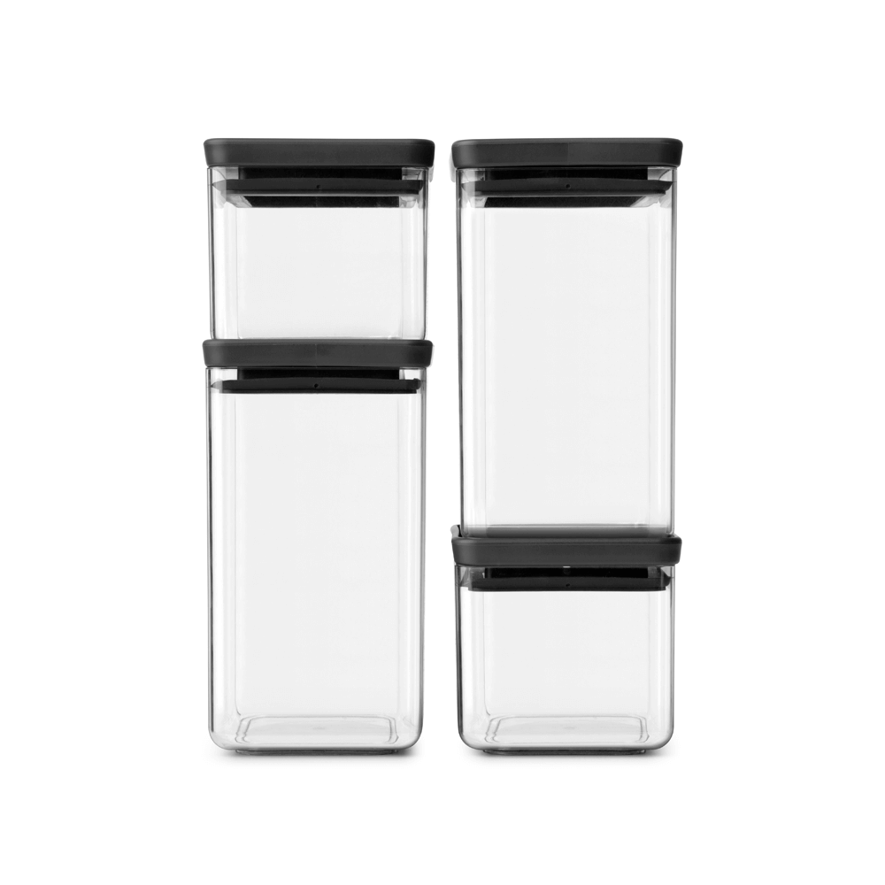 JUEGO DE 4 CONTENEDORES CUADRADOS TASTY+ DARK GREY - 1