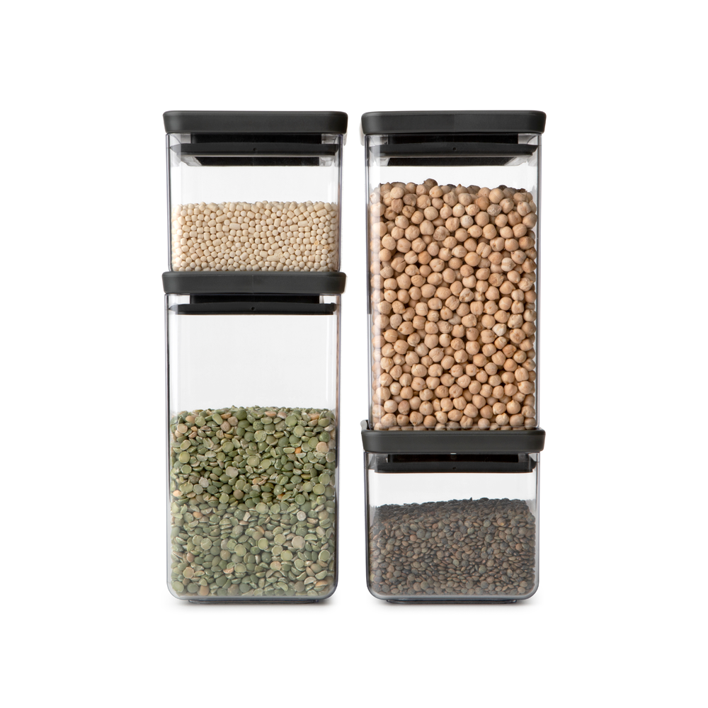 JUEGO DE 4 CONTENEDORES CUADRADOS TASTY+ DARK GREY - 2