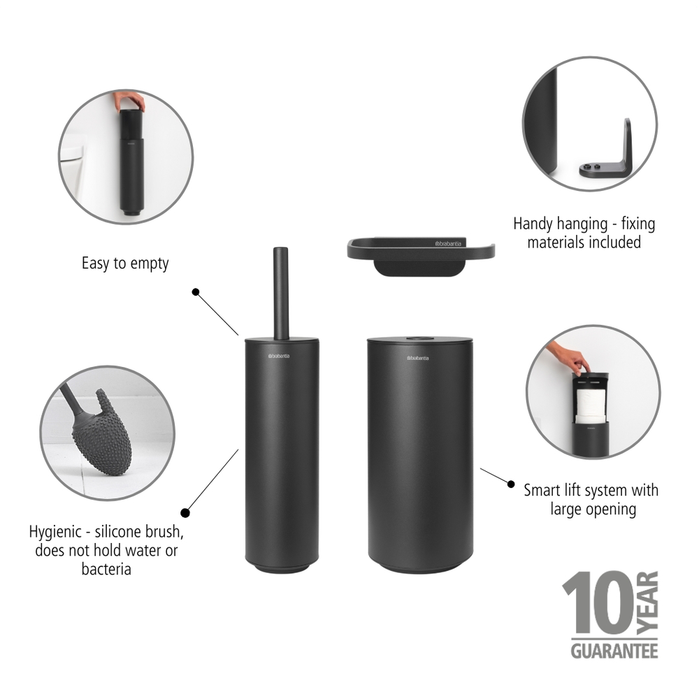 SET BRABANTIA 3 ACCESORIOS EL BAÑO MIND MINERAL INFINITE GREY - 4