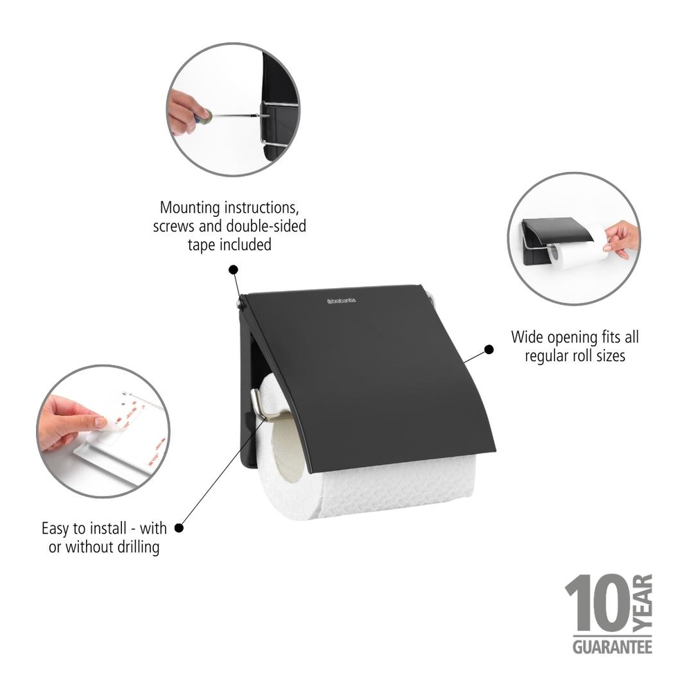 PORTA ROLLOS BRABANTIA PAPEL HIGIÉNICO RENEW MATT BLACK - 6