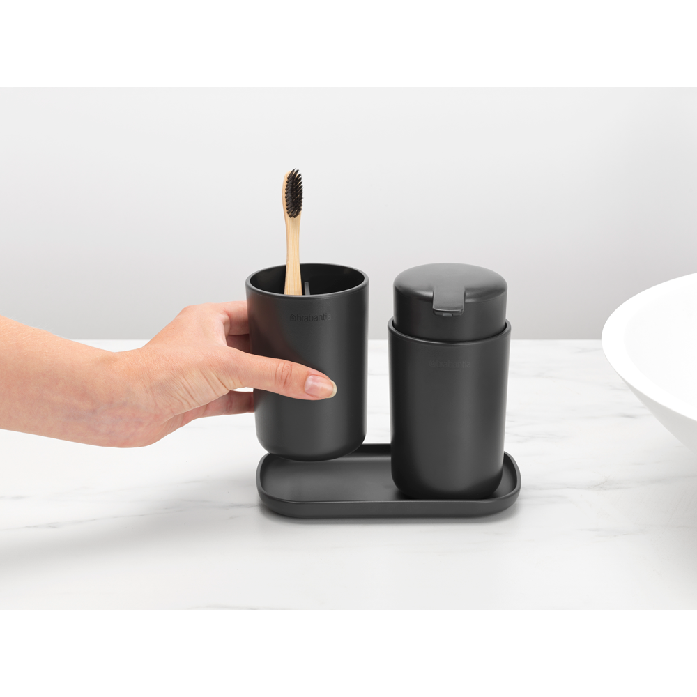 SET BRABANTIA ACCESORIOS EL BAÑO RENEW DARK GREY - 4