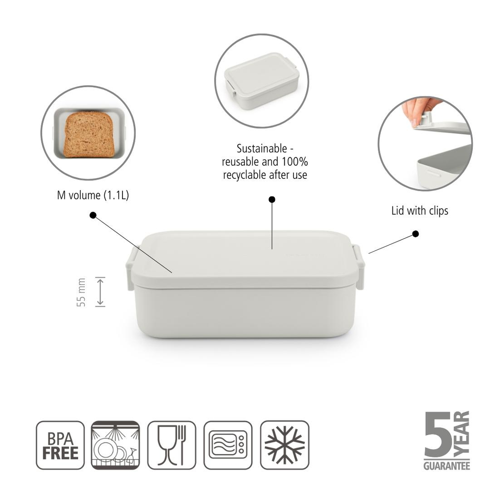 CONTENEDOR BRABANTIA ALMUERZO MAKE & TAKE MEDIANO LIGHT GREY - 6