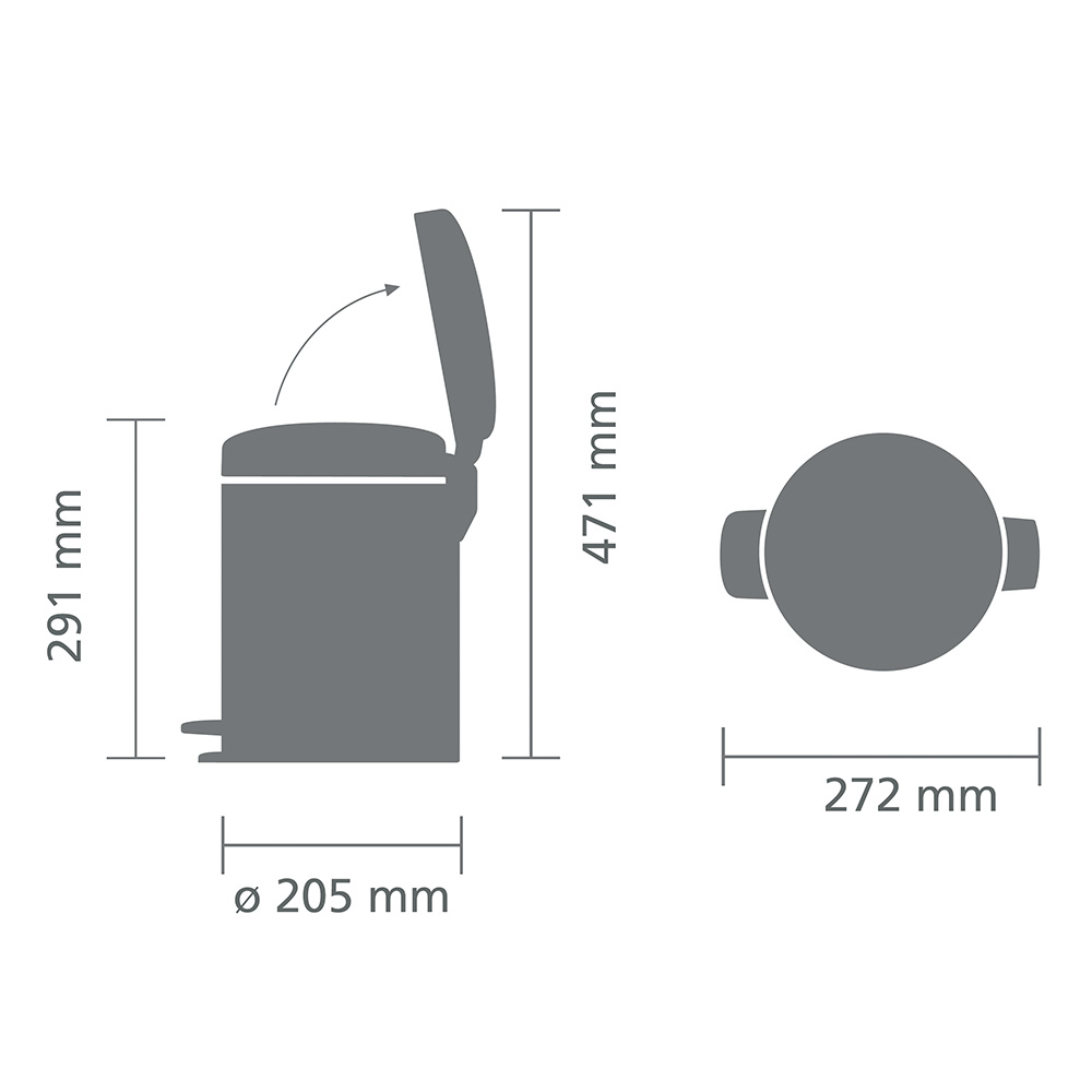 BASURERO BRABANTIA PEDAL NEWICON 5 LT MATT BLACK - 5