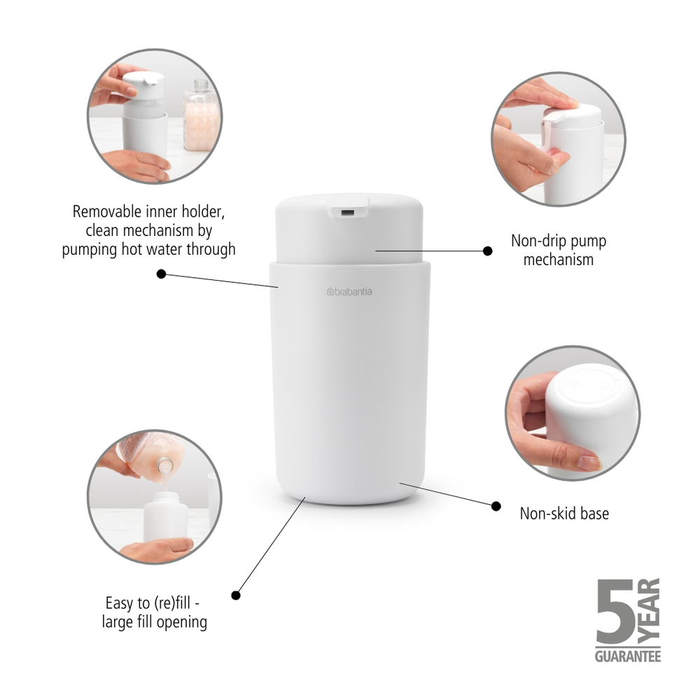 DISPENSADOR BRABANTIA JABÓN RENEW WHITE - 6