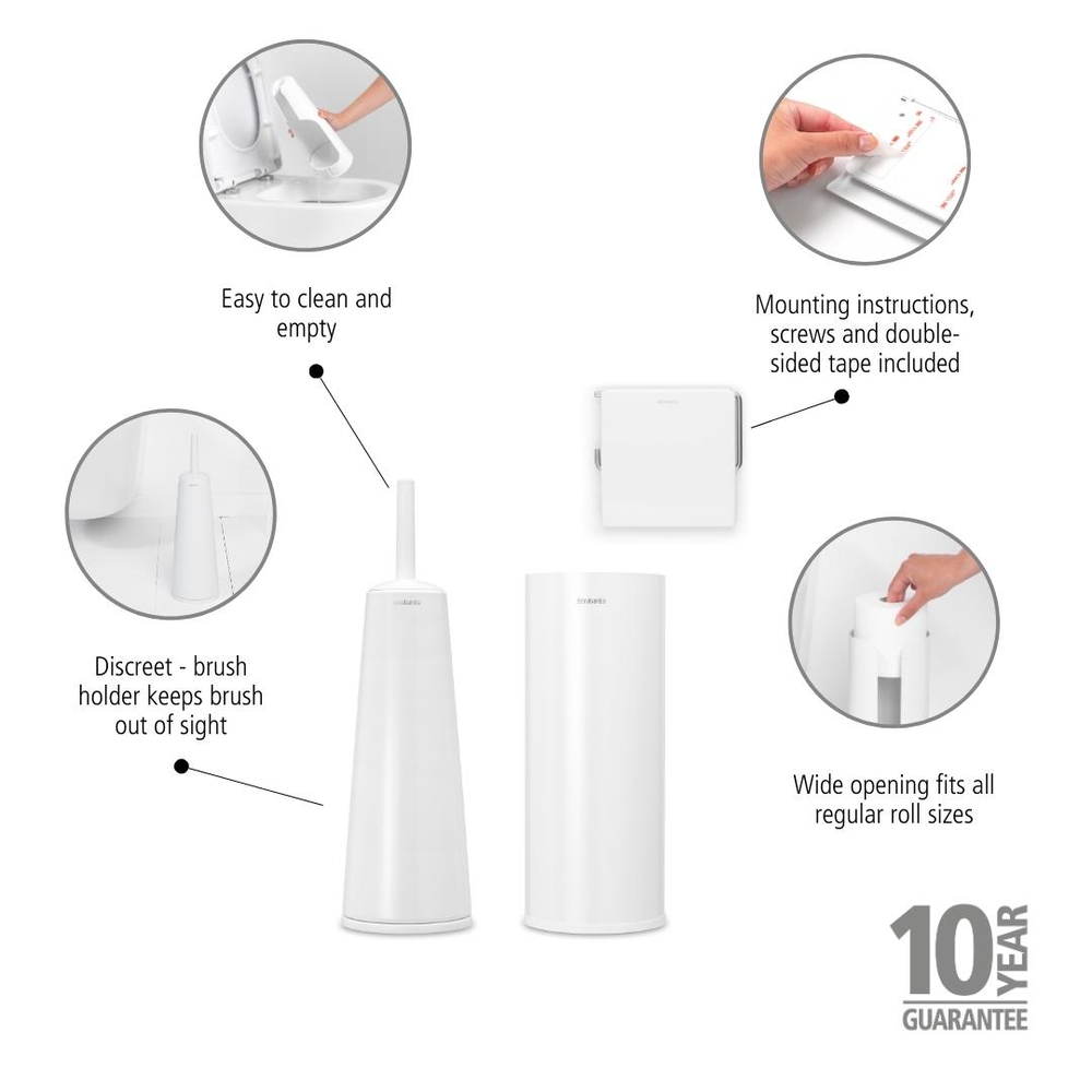 SET BRABANTIA 3 ACCESORIOS BAÑO RENEW WHITE - 4