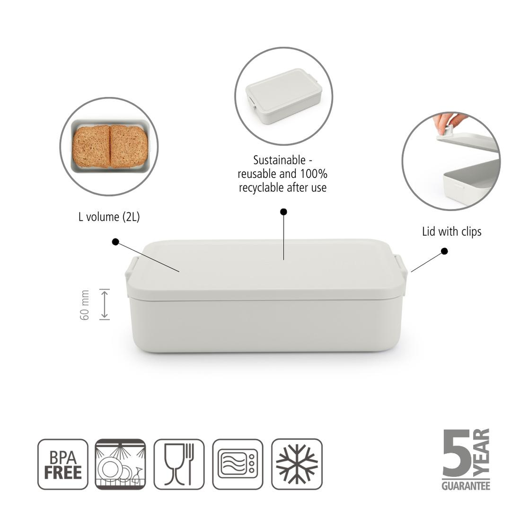 CONTENEDOR BRABANTIA ALMUERZO MAKE & TAKE GRANDE LIGHT GREY - 6