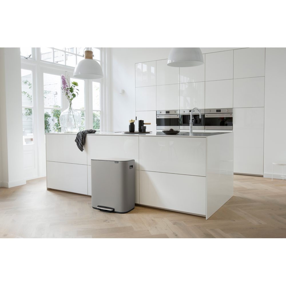 BASURERO BRABANTIA PEDAL BO 2 X 30 LT MINERAL CONCRETE GREY - 5