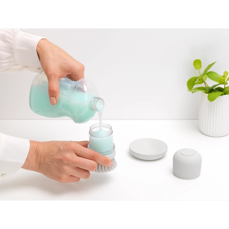 CEPILLO PARA PLATOS CON DISPENSADOR LIGHT GREY - 4