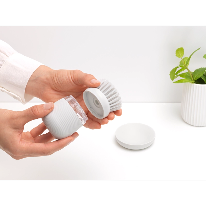 CEPILLO PARA PLATOS CON DISPENSADOR LIGHT GREY - 6