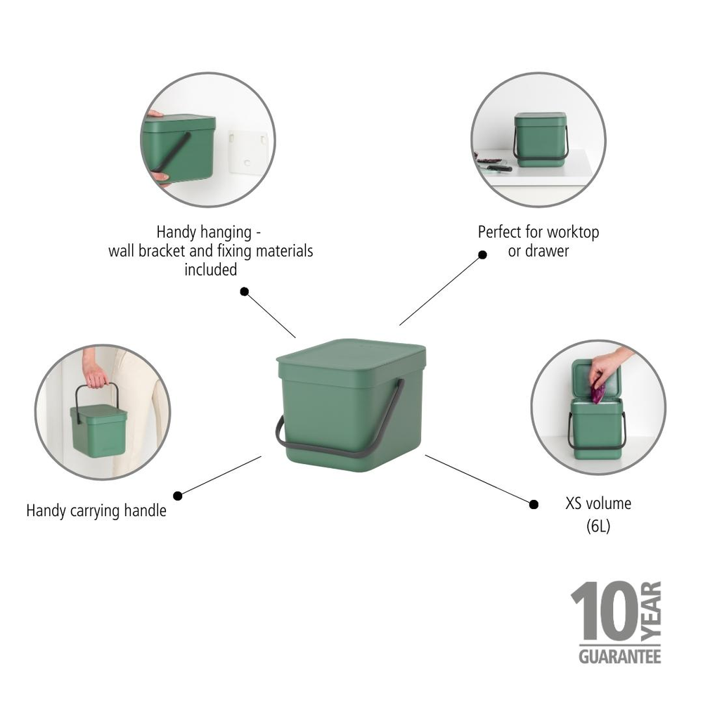 BASURERO BRABANTIA SORT & GO 6 LT FIR GREEN - 7