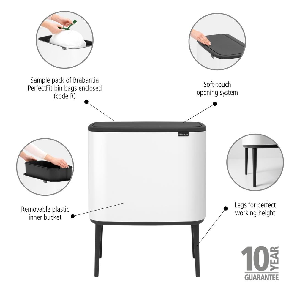 BASURERO BRABANTIA BO TOUCH 36 LT WHITE - 7