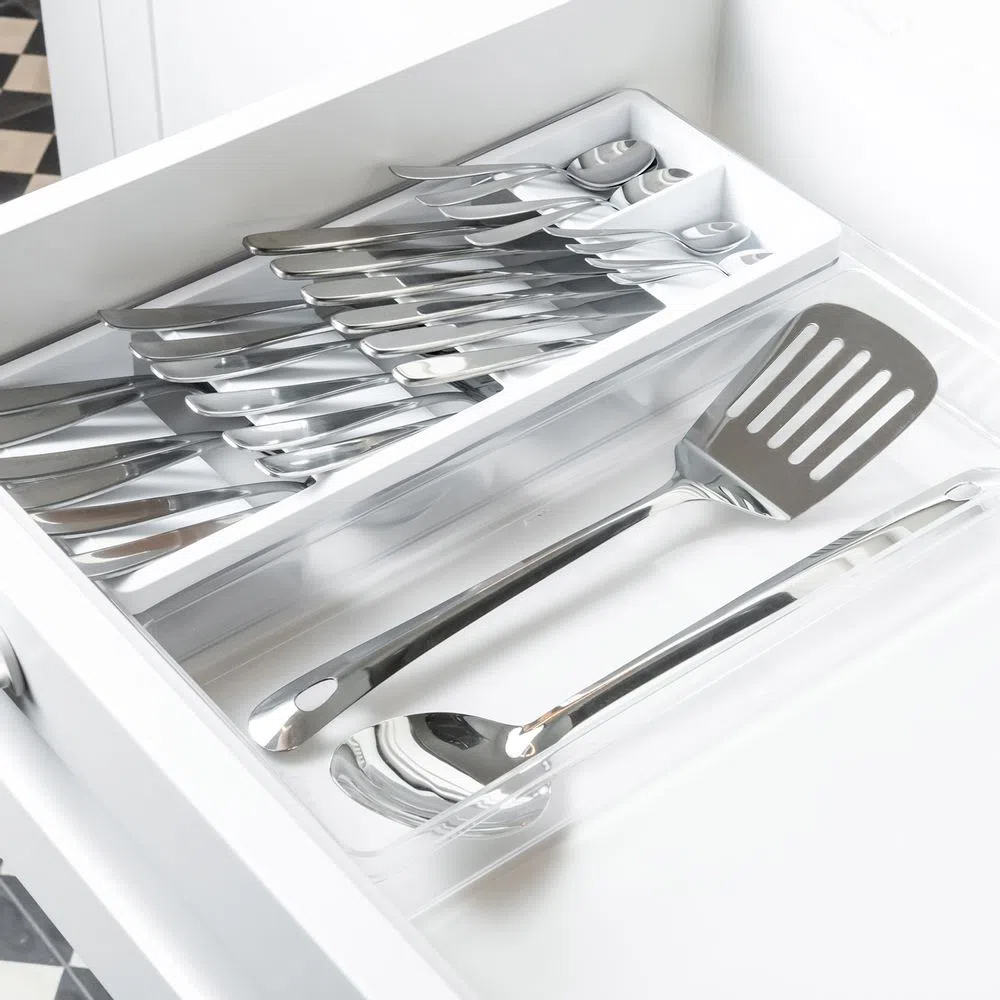ORGANIZADOR DE UTENSILIOS Y CUBIERTOS CLEAR BLANCO - 4