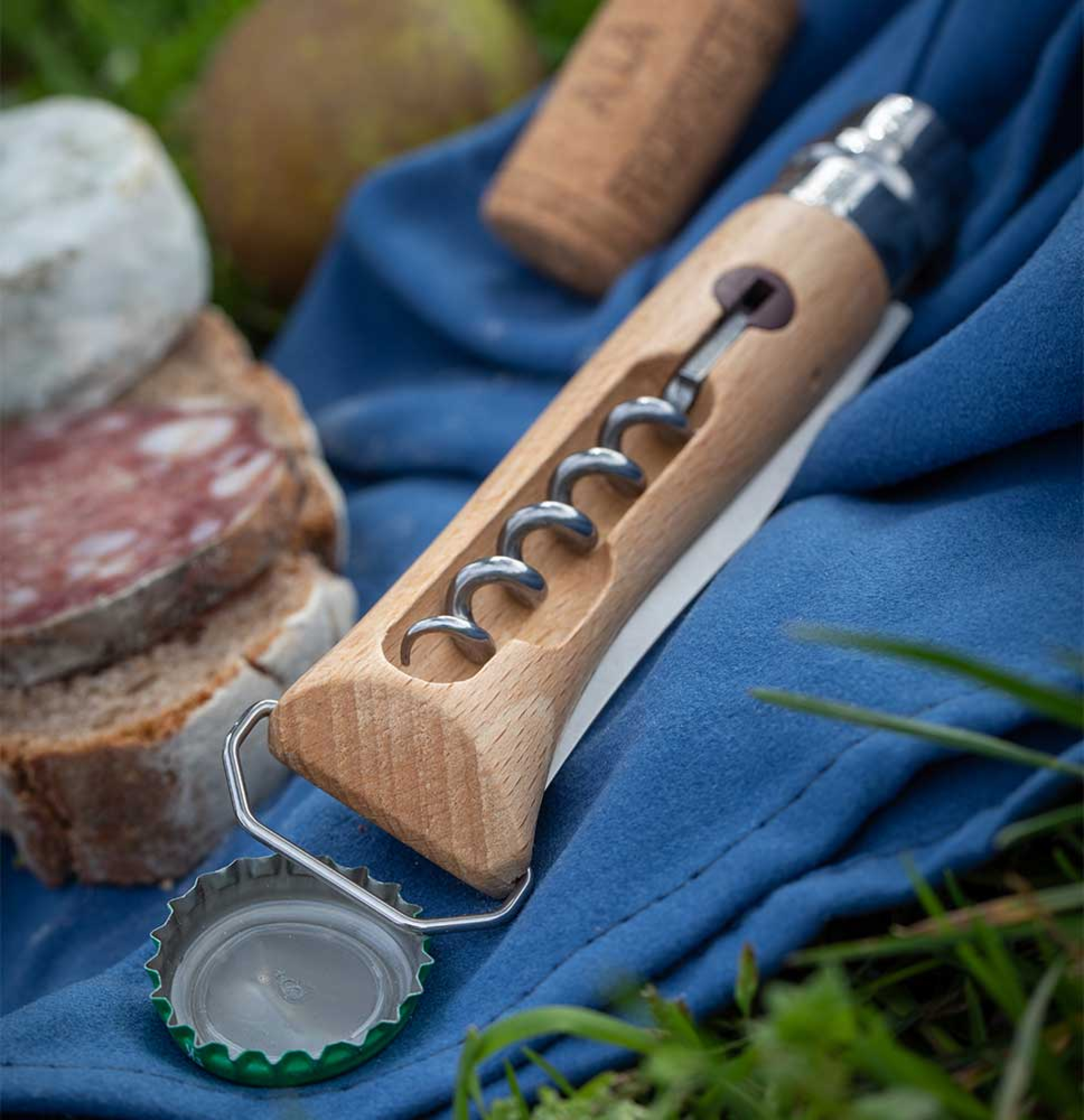 CUCHILLO OPINEL N°10 ABREBOTELLAS CON SACACORCHOS ACERO - 2