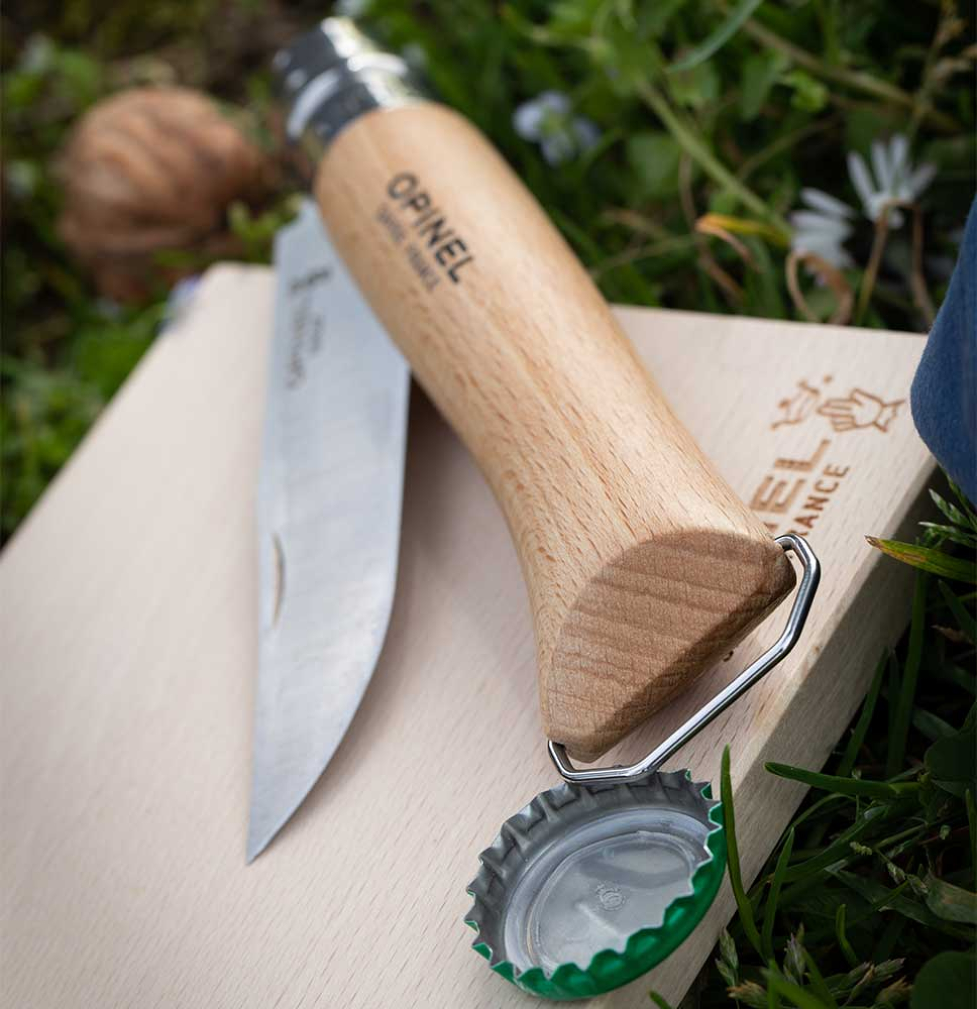 CUCHILLO OPINEL N°10 ABREBOTELLAS CON SACACORCHOS ACERO - 3