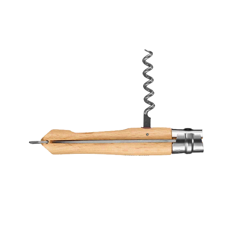 CUCHILLO OPINEL N°10 ABREBOTELLAS CON SACACORCHOS ACERO - 4
