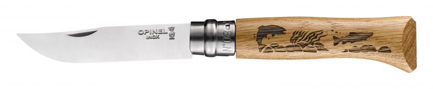 CUCHILLO OPINEL N°8 CON GRABADO DE TRUCHAS - 1