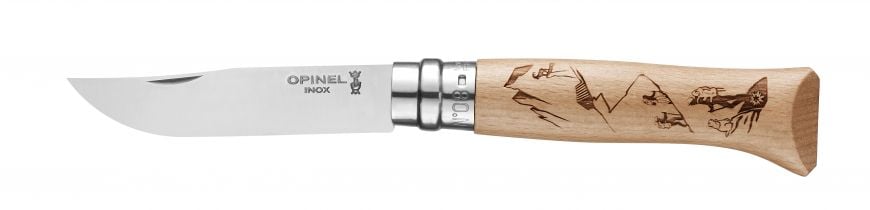 CUCHILLO OPINEL N°8 CON GRABADO DE MONTAÑA - 1
