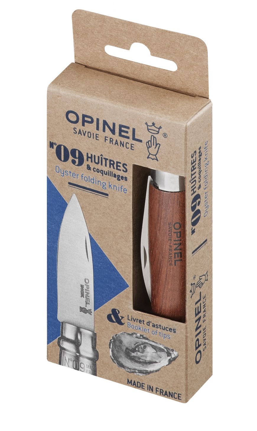 CUCHILLO PARA OSTRAS OPINEL N°9 MANGO PALO ROJO - 2