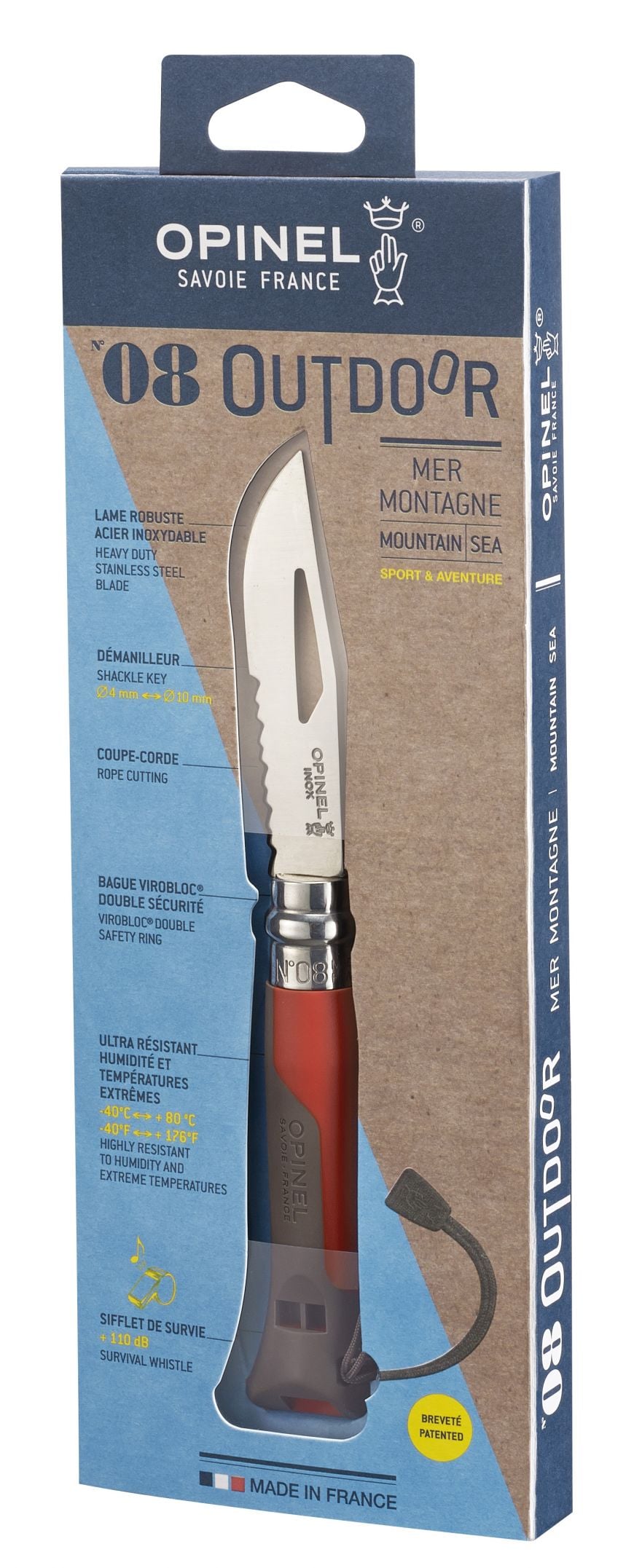 CUCHILLO OPINEL N°8 OUTDOOR ROJO - 2