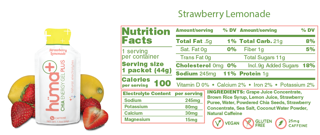GEL ENERGÉTICO HUMA PLUS STRAWBERRIES & LEMONADE (25MG CAFEINA) - 2