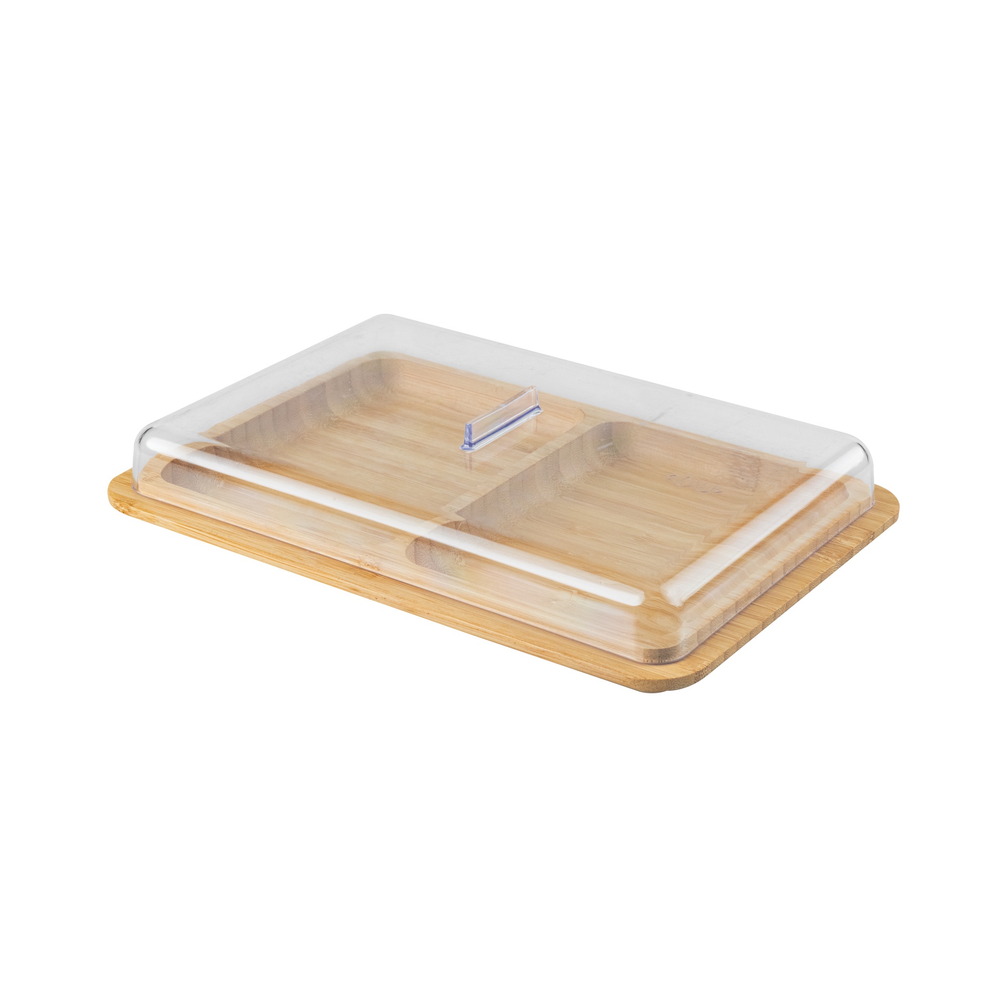 CONTENEDOR JAMÓN/QUESO DOBLE BAMBÚ OU - 1