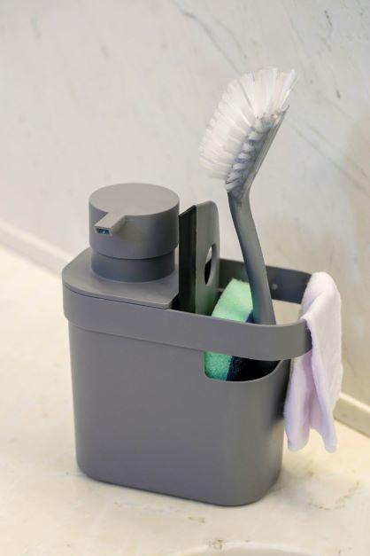 DISPENSADOR DE DETERGENTE Y ORGANIZADOR TRIUM 650 ML GRIS - 2