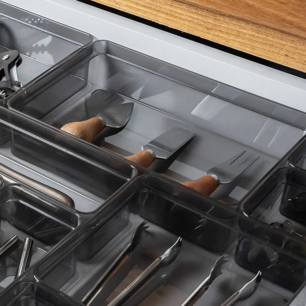 ORGANIZADOR OU 7908466018450 CAJÓN CLEAR 22.5 X 15 X 5.6 GRIS - 2