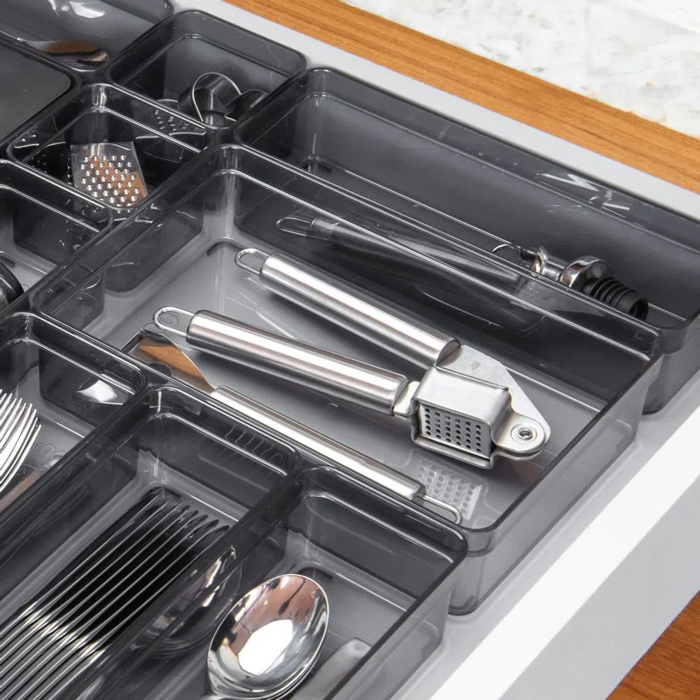 ORGANIZADOR OU 7908466018450 CAJÓN CLEAR 22.5 X 15 X 5.6 GRIS - 3