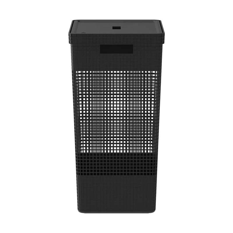 CESTA DE ROPA GRID CON TAPA 49 L NEGRO - 3