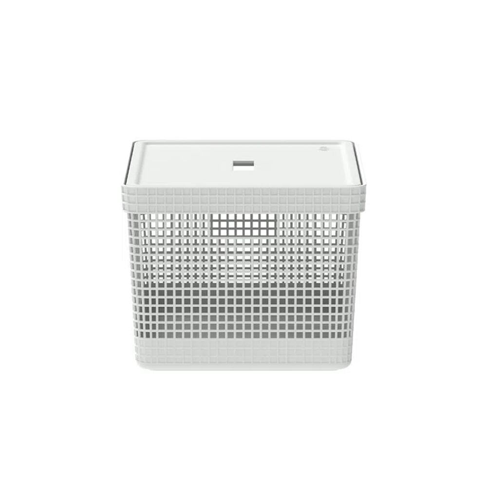 CESTA ORGANIZADORA GRID CON TAPA 20 L BLANCO OCEANO