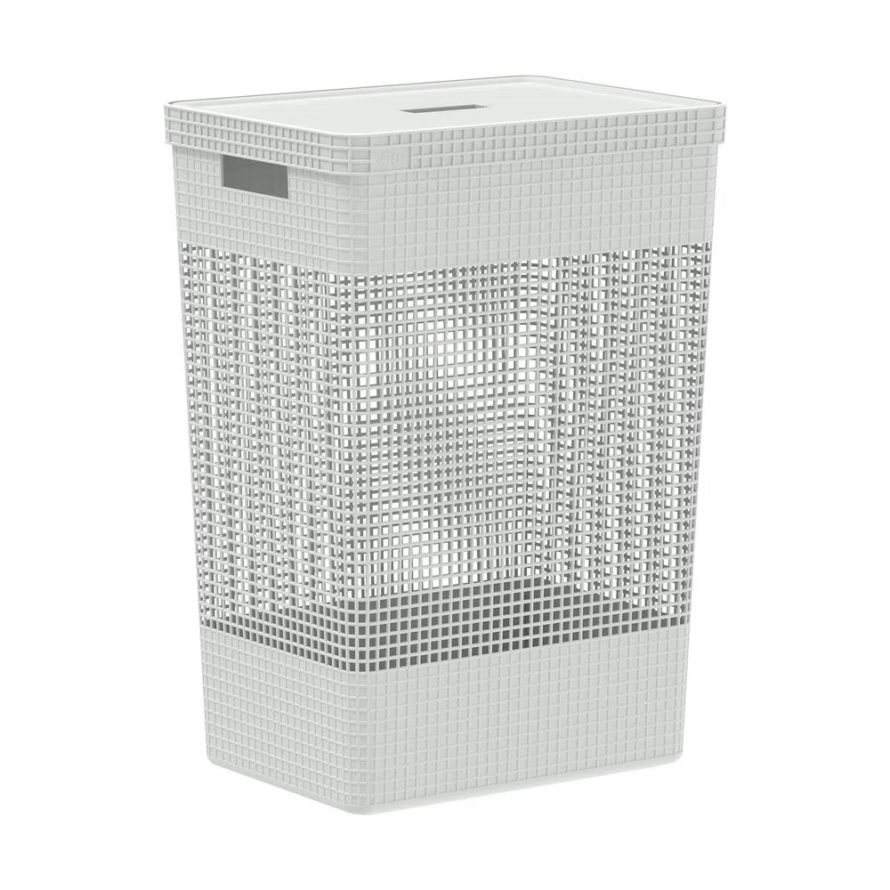 CESTA DE ROPA GRID CON TAPA 49 L BLANCO OCEANO