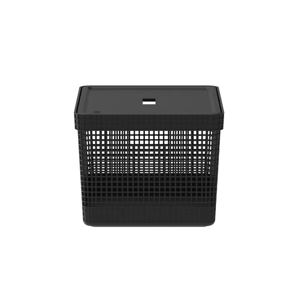 CESTA ORGANIZADORA GRID CON TAPA 20 L NEGRO