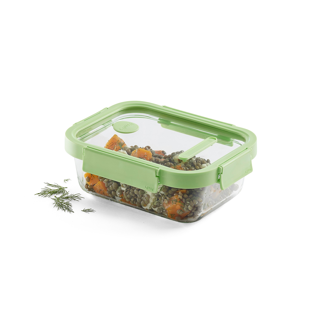 RECIPIENTE HERMÉTICO 100% DE VIDRIO 1050 ML RECTANGULAR - 1