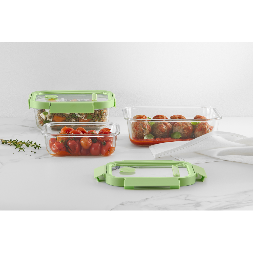 RECIPIENTE HERMÉTICO 100% DE VIDRIO 640 ML RECTANGULAR - 6