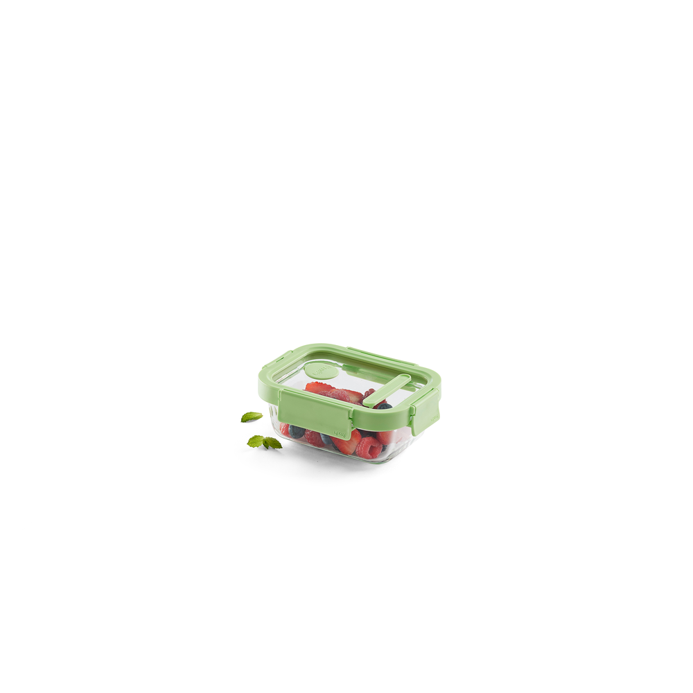 RECIPIENTE HERMÉTICO 100% DE VIDRIO 370 ML RECTANGULAR - 1
