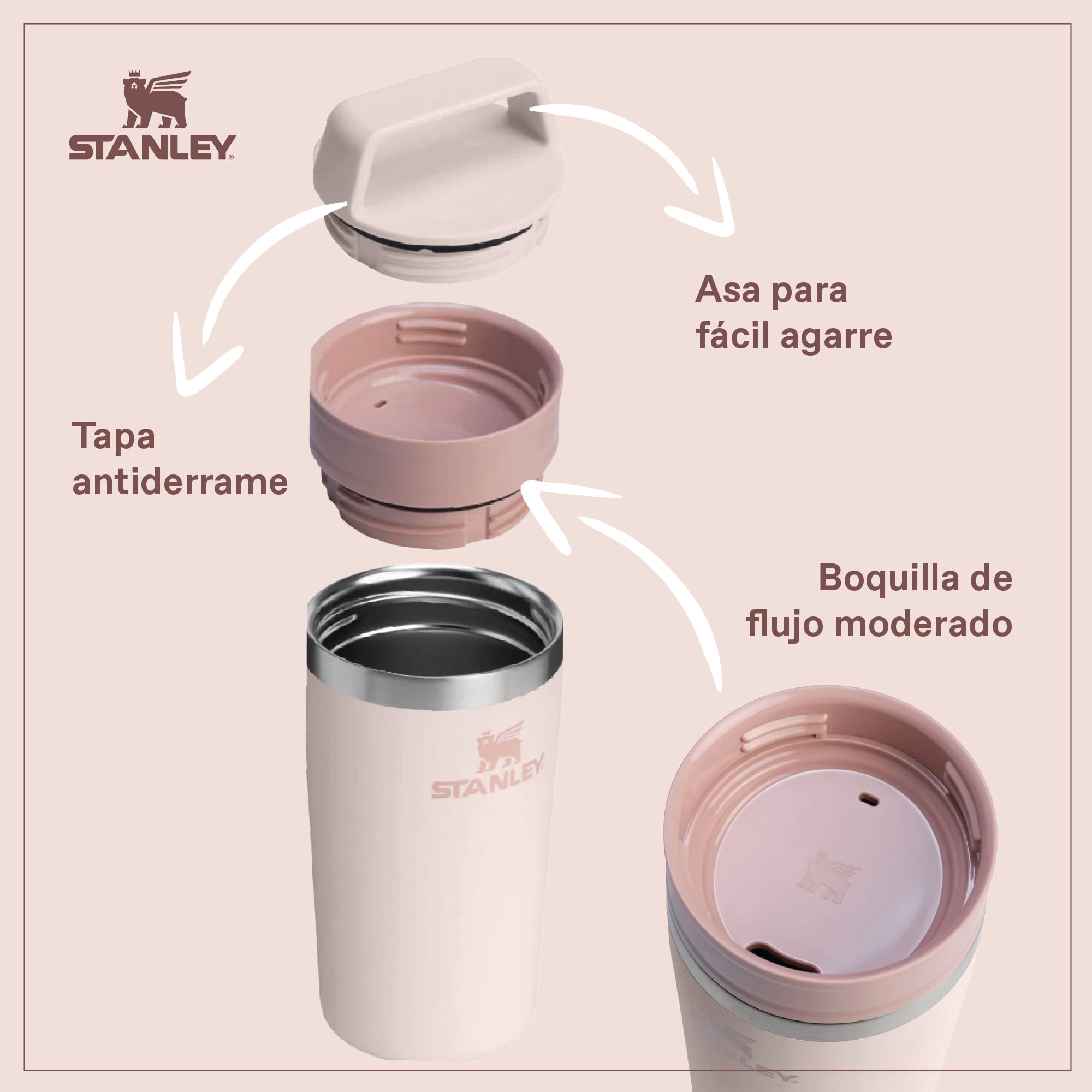 MUG EN COLOR CAFE TO GO ROSA PALO | 354 ML - 2