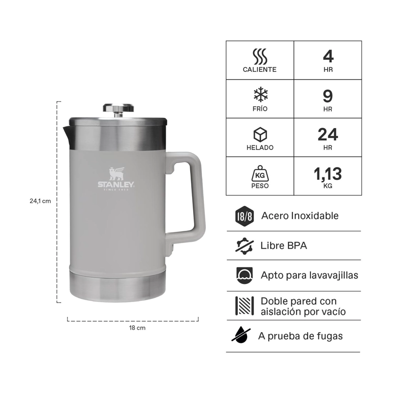 CAFETERA PRENSA FRANCESA STANLEY CLASSIC GRIS | 1.4 LT - 2